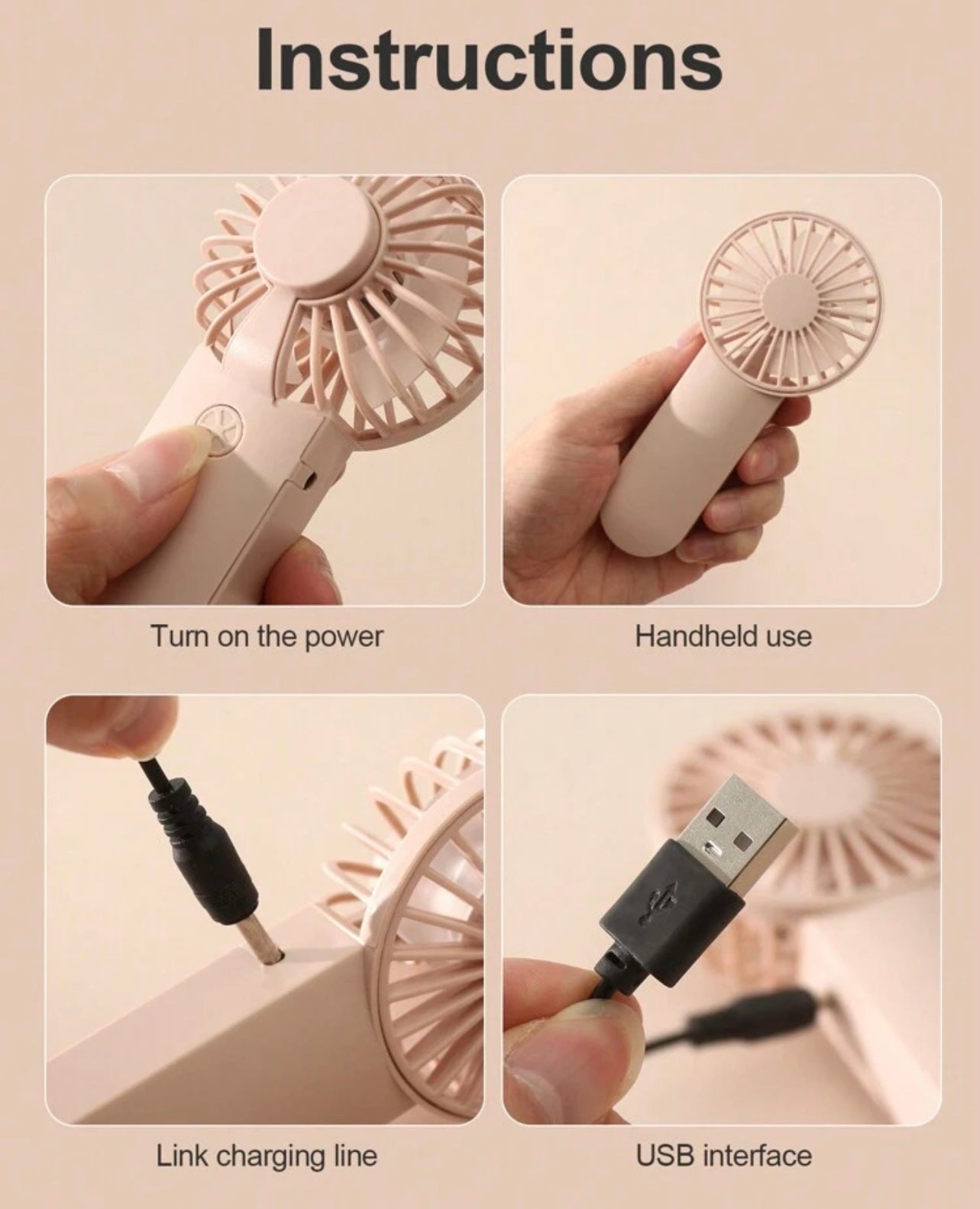 Rechargeable Handheld Mini Eyelash Fan With One Gear Adjustable Speed. 1Pc